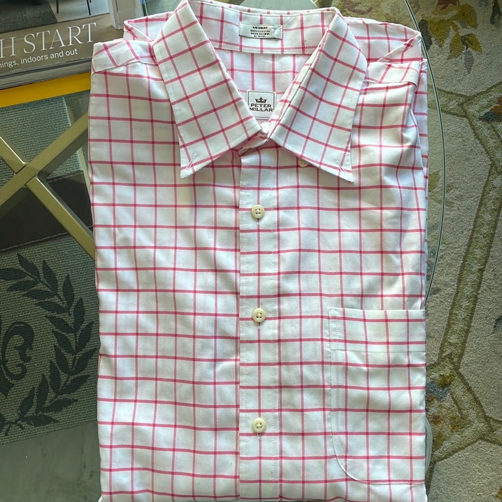Men’s Peter Millar dress shirt pink/white